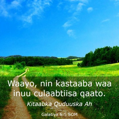 Picture 03 - Galatiya 6:5 SOM - Waayo, nin kastaaba waa inuu culaabtiisa - Bible Verse Picture