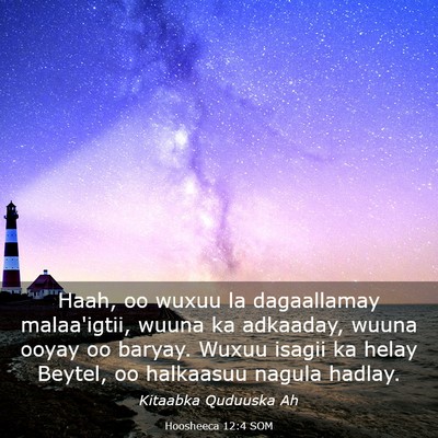 Picture 03 - Hoosheeca 12:4 SOM - Haah, oo wuxuu la dagaallamay malaa'igtii, wuuna - Bible Verse Picture