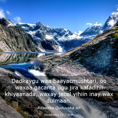 Picture 03 - Hoosheeca 12:7 SOM - Dadkaygu waa baayacmushtari, oo waxaa gacanta ugu - Bible Verse Picture