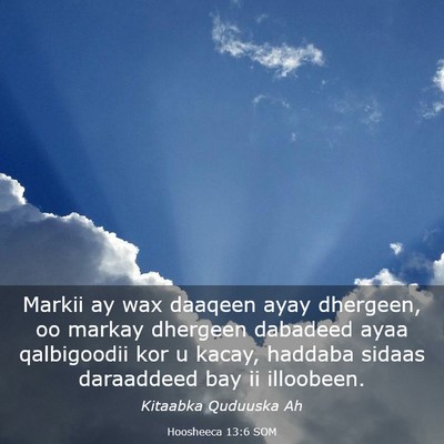 Picture 03 - Hoosheeca 13:6 SOM - Markii ay wax daaqeen ayay dhergeen, oo markay - Bible Verse Picture