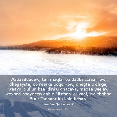 Picture 03 - Hoosheeca 5:1 SOM - Wadaaddadow, tan maqla, oo dadka Israa'iilow, - Bible Verse Picture
