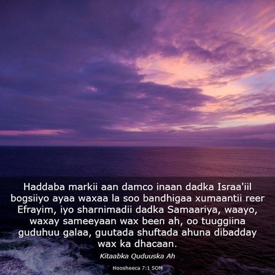 Picture 03 - Hoosheeca 7:1 SOM - Haddaba markii aan damco inaan dadka Israa'iil - Bible Verse Picture