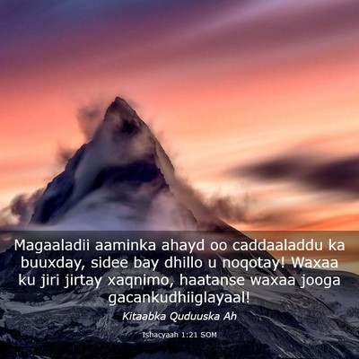 Picture 03 - Ishacyaah 1:21 SOM - Magaaladii aaminka ahayd oo caddaaladdu ka - Bible Verse Picture