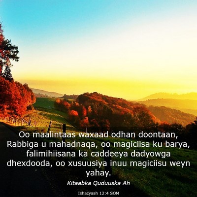 Picture 03 - Ishacyaah 12:4 SOM - Oo maalintaas waxaad odhan doontaan, Rabbiga u - Bible Verse Picture