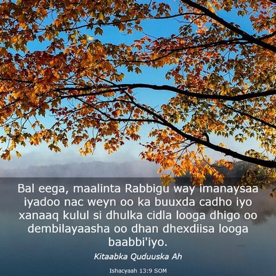 Picture 03 - Ishacyaah 13:9 SOM - Bal eega, maalinta Rabbigu way imanaysaa iyadoo - Bible Verse Picture