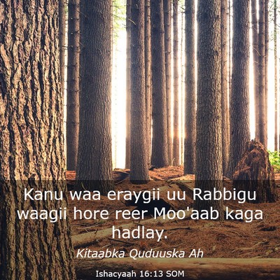 Picture 03 - Ishacyaah 16:13 SOM - Kanu waa eraygii uu Rabbigu waagii hore reer - Bible Verse Picture