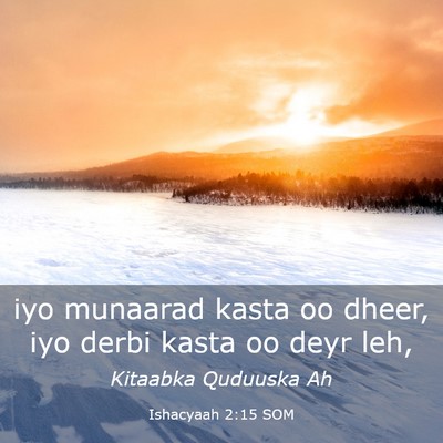 Picture 03 - Ishacyaah 2:15 SOM - iyo munaarad kasta oo dheer, iyo derbi kasta oo - Bible Verse Picture
