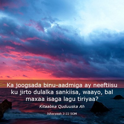 Picture 03 - Ishacyaah 2:22 SOM - Ka joogsada binu-aadmiga ay neeftiisu ku jirto - Bible Verse Picture
