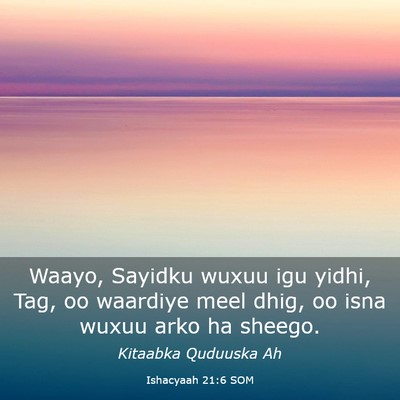 Picture 03 - Ishacyaah 21:6 SOM - Waayo, Sayidku wuxuu igu yidhi, Tag, oo waardiye - Bible Verse Picture