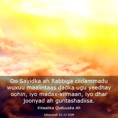 Picture 03 - Ishacyaah 22:12 SOM - Oo Sayidka ah Rabbiga ciidammadu wuxuu maalintaas - Bible Verse Picture