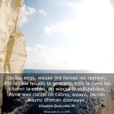 Picture 03 - Ishacyaah 22:13 SOM - Oo bal eega, waxaa jira farxad iyo rayrayn, dibi - Bible Verse Picture