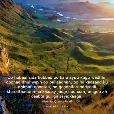 Picture 03 - Ishacyaah 22:18 SOM - Oo hubaal sida kubbad oo kale ayuu kugu wadhfin - Bible Verse Picture