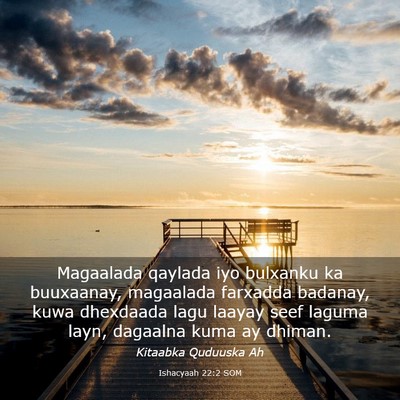 Picture 03 - Ishacyaah 22:2 SOM - Magaalada qaylada iyo bulxanku ka buuxaanay, - Bible Verse Picture