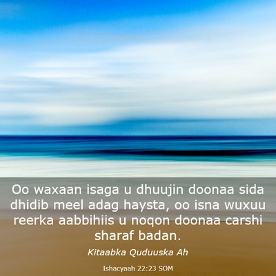 Picture 03 - Ishacyaah 22:23 SOM - Oo waxaan isaga u dhuujin doonaa sida dhidib meel - Bible Verse Picture