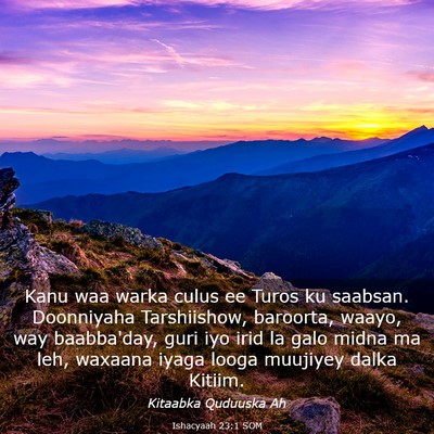 Picture 03 - Ishacyaah 23:1 SOM - Kanu waa warka culus ee Turos ku saabsan. - Bible Verse Picture