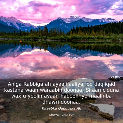 Picture 03 - Ishacyaah 27:3 SOM - Aniga Rabbiga ah ayaa ilaaliya, oo daqiiqad - Bible Verse Picture