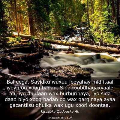 Picture 03 - Ishacyaah 28:2 SOM - Bal eega, Sayidku wuxuu leeyahay mid itaal weyn - Bible Verse Picture