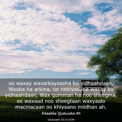Picture 03 - Ishacyaah 30:10 SOM - oo waxay waxarkayaasha ku yidhaahdaan, Waxba ha - Bible Verse Picture