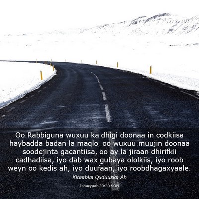Picture 03 - Ishacyaah 30:30 SOM - Oo Rabbiguna wuxuu ka dhigi doonaa in codkiisa - Bible Verse Picture