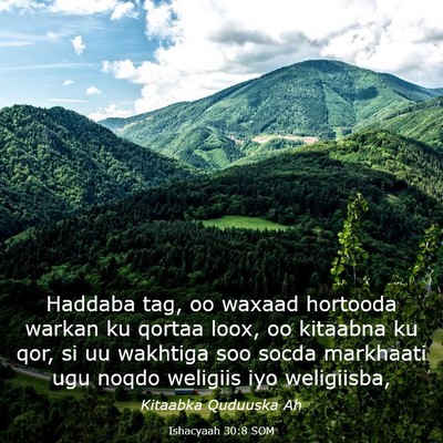 Picture 03 - Ishacyaah 30:8 SOM - Haddaba tag, oo waxaad hortooda warkan ku qortaa - Bible Verse Picture
