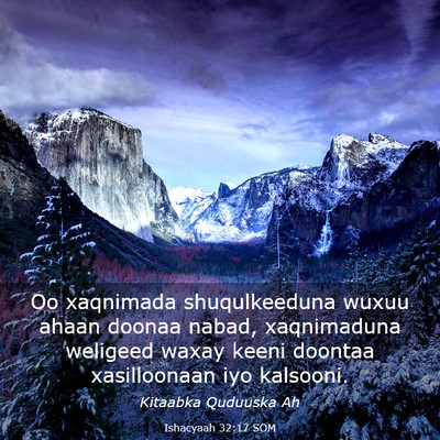 Picture 03 - Ishacyaah 32:17 SOM - Oo xaqnimada shuqulkeeduna wuxuu ahaan doonaa - Bible Verse Picture