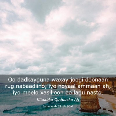Picture 03 - Ishacyaah 32:18 SOM - Oo dadkayguna waxay joogi doonaan rug nabaadiino, - Bible Verse Picture