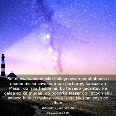 Picture 03 - Ishacyaah 36:6 SOM - Bal ogow, waxaad isku hallaynaysaa oo ul ahaan u - Bible Verse Picture