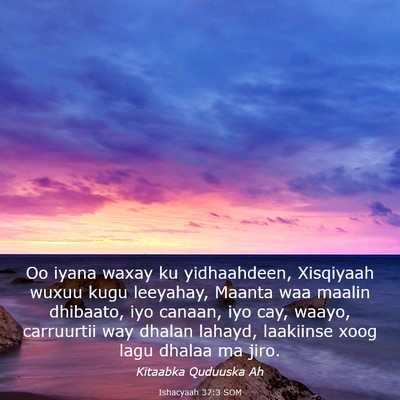 Picture 03 - Ishacyaah 37:3 SOM - Oo iyana waxay ku yidhaahdeen, Xisqiyaah wuxuu - Bible Verse Picture