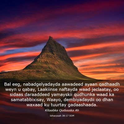 Picture 03 - Ishacyaah 38:17 SOM - Bal eeg, nabadgelyadayda aawadeed ayaan qadhaadh - Bible Verse Picture