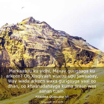 Picture 03 - Ishacyaah 39:4 SOM - Markaasuu ku yidhi, Maxay gurigaaga ku arkeen? Oo - Bible Verse Picture