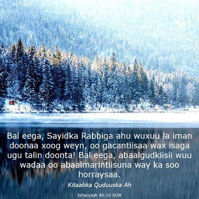 Picture 03 - Ishacyaah 40:10 SOM - Bal eega, Sayidka Rabbiga ahu wuxuu la iman - Bible Verse Picture