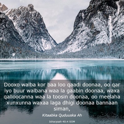 Picture 03 - Ishacyaah 40:4 SOM - Dooxo walba kor baa loo qaadi doonaa, oo qar iyo - Bible Verse Picture