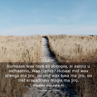 Picture 03 - Ishacyaah 41:26 SOM - Kumaase waa hore sii sheegay, si aannu u - Bible Verse Picture