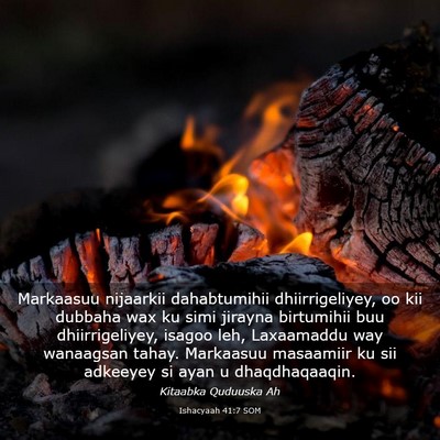 Picture 03 - Ishacyaah 41:7 SOM - Markaasuu nijaarkii dahabtumihii dhiirrigeliyey, - Bible Verse Picture