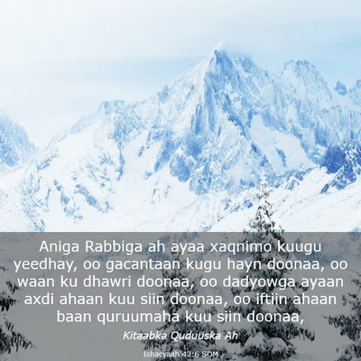 Picture 03 - Ishacyaah 42:6 SOM - Aniga Rabbiga ah ayaa xaqnimo kuugu yeedhay, oo - Bible Verse Picture