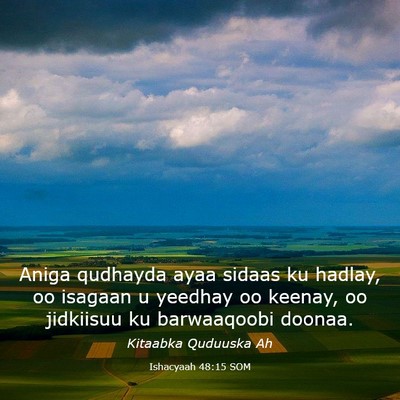Picture 03 - Ishacyaah 48:15 SOM - Aniga qudhayda ayaa sidaas ku hadlay, oo isagaan - Bible Verse Picture