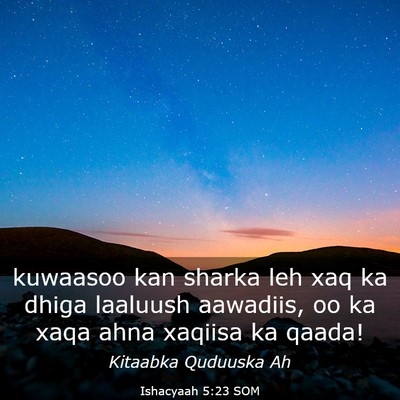 Picture 03 - Ishacyaah 5:23 SOM - kuwaasoo kan sharka leh xaq ka dhiga laaluush - Bible Verse Picture