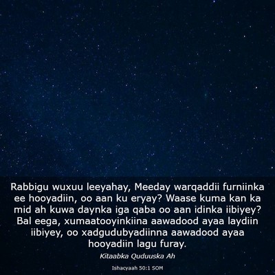 Picture 03 - Ishacyaah 50:1 SOM - Rabbigu wuxuu leeyahay, Meeday warqaddii - Bible Verse Picture