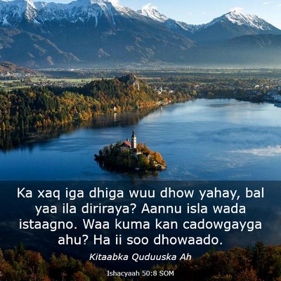Picture 03 - Ishacyaah 50:8 SOM - Ka xaq iga dhiga wuu dhow yahay, bal yaa ila - Bible Verse Picture