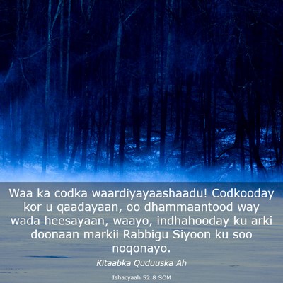 Picture 03 - Ishacyaah 52:8 SOM - Waa ka codka waardiyayaashaadu! Codkooday kor u - Bible Verse Picture