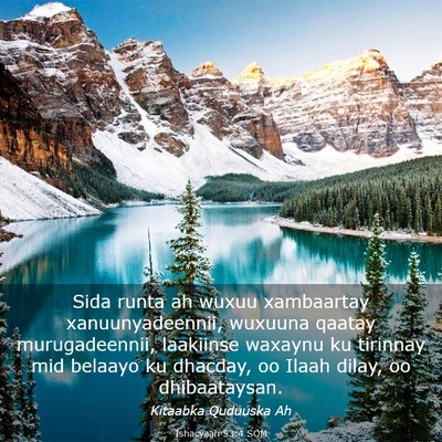 Picture 03 - Ishacyaah 53:4 SOM - Sida runta ah wuxuu xambaartay xanuunyadeennii, - Bible Verse Picture