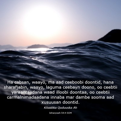 Picture 03 - Ishacyaah 54:4 SOM - Ha cabsan, waayo, ma aad ceeboobi doontid, hana - Bible Verse Picture