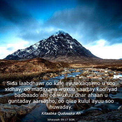 Picture 03 - Ishacyaah 59:17 SOM - Sida laabdhawr oo kale ayuu xaqnimo u soo xidhay, - Bible Verse Picture
