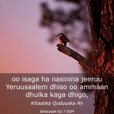 Picture 03 - Ishacyaah 62:7 SOM - oo isaga ha nasinina jeeruu Yeruusaalem dhiso oo - Bible Verse Picture
