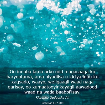 Picture 03 - Ishacyaah 64:7 SOM - Oo innaba lama arko mid magacaaga ku baryootama, - Bible Verse Picture