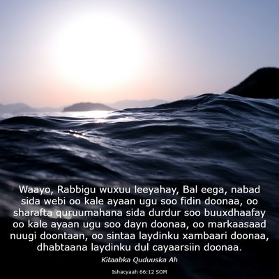 Picture 03 - Ishacyaah 66:12 SOM - Waayo, Rabbigu wuxuu leeyahay, Bal eega, nabad - Bible Verse Picture