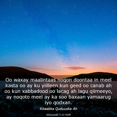 Picture 03 - Ishacyaah 7:23 SOM - Oo waxay maalintaas noqon doontaa in meel kasta - Bible Verse Picture