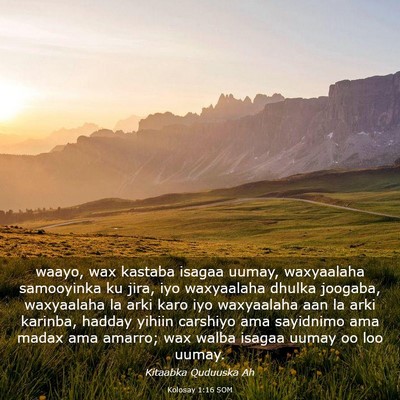 Picture 03 - Kolosay 1:16 SOM - waayo, wax kastaba isagaa uumay, waxyaalaha - Bible Verse Picture
