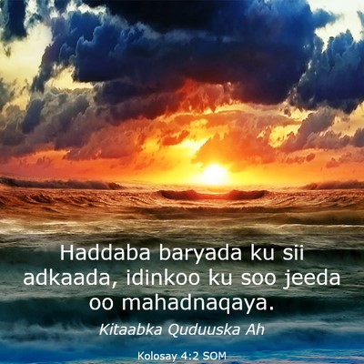 Picture 03 - Kolosay 4:2 SOM - Haddaba baryada ku sii adkaada, idinkoo ku soo - Bible Verse Picture