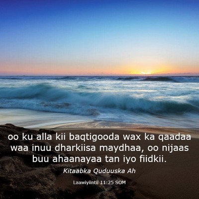 Picture 03 - Laawiyiintii 11:25 SOM - oo ku alla kii baqtigooda wax ka qaadaa waa inuu - Bible Verse Picture